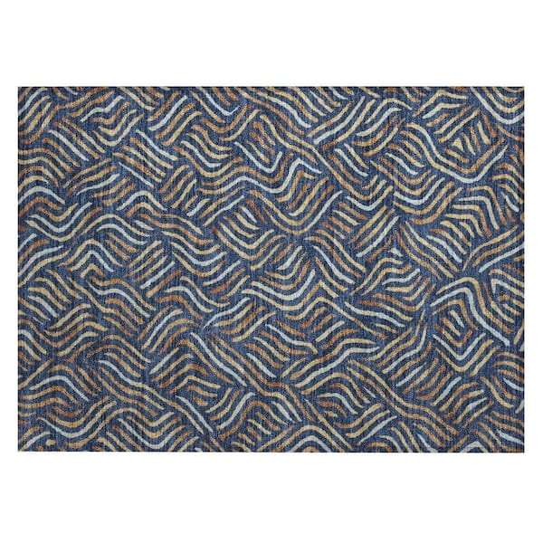 Chantille Machine Washable Indoor/Outdoor Abstract ACN2474 Navy 2 ft. x 3 ft. Accent Rug