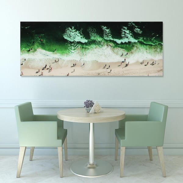 24 in. x 63 in. "High Tide" Frameless Free Floating Tempered Glass Panel Graphic Art
