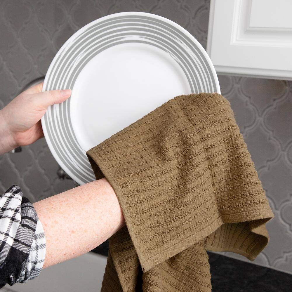 Mocha Brown Terry Cotton Kitchen Towel Set, 2-Pack