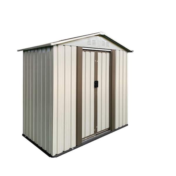 5 ft. W x 3 ft. D White Metal Outdoor Storage Shed with Lockable Doors (15 sq. ft.)