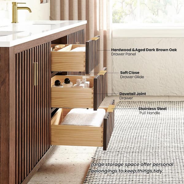 ROSWELL Shenzhen 72 in.W x 22 in.D x 33.9 in.D Double Bath Vanity