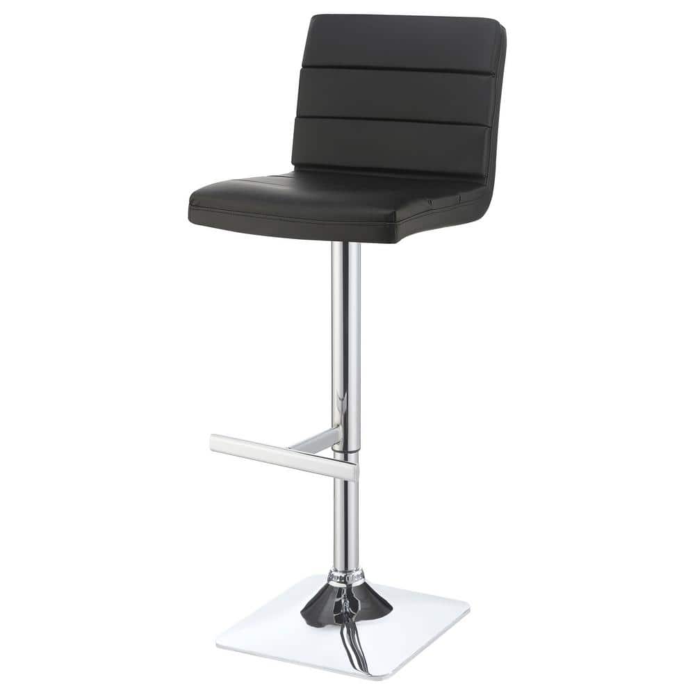 Contemporary Black Leatherette Swivel Adjustable Bar Stool