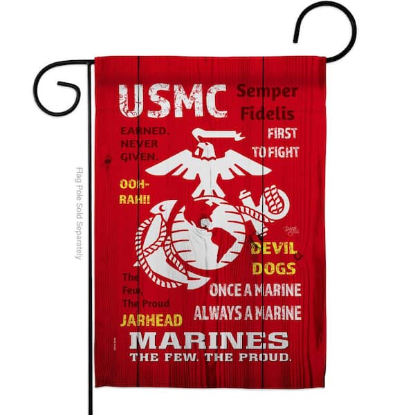 Breeze Decor 13 in. x 18.5 in. USMC Garden Flag Double-Sided Armed Forces Decorative Vertical Flags