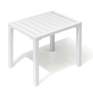 Rectangle Aluminum Outdoor Side Table in White