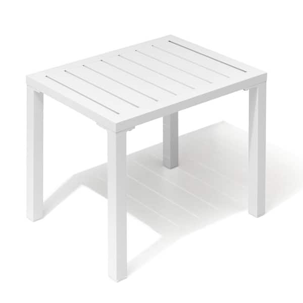 Crestlive Products 18 in. Rectangular Aluminum Outdoor Side Table in White