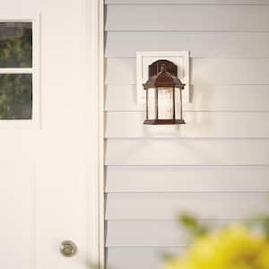 Barrie 10.25 in. 1-Light Black Outdoor Hardwired Wall Lantern Sconce with No Bulbs Included (1-Pack)