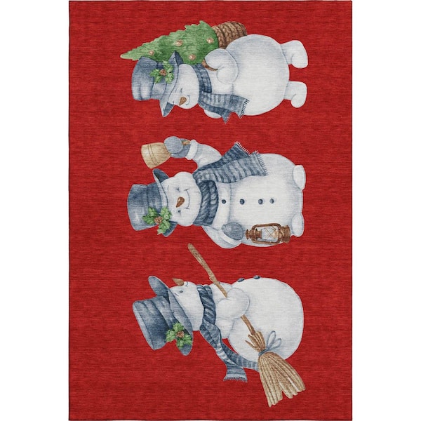 Mayfield Premium Machine Washable Abstract AMF1826 Red 10 ft. x 14 ft. Area Rug