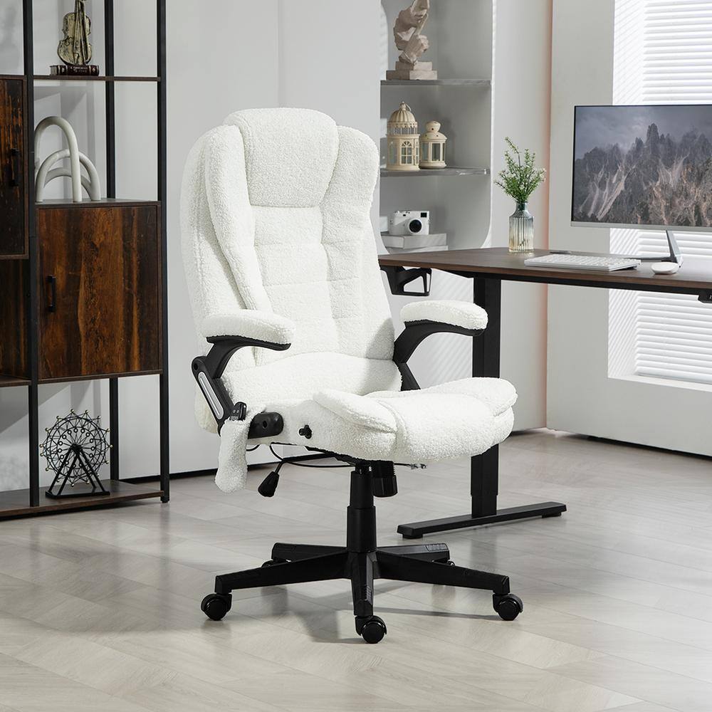 White High Back Swivel Executive Chair with Massage and Heat