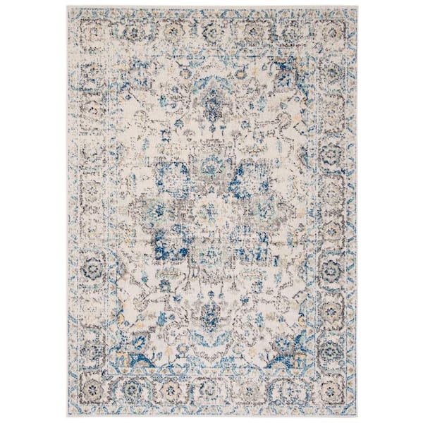 SAFAVIEH Madison Gray/Ivory 4 ft. x 6 ft. Distressed Border Area Rug