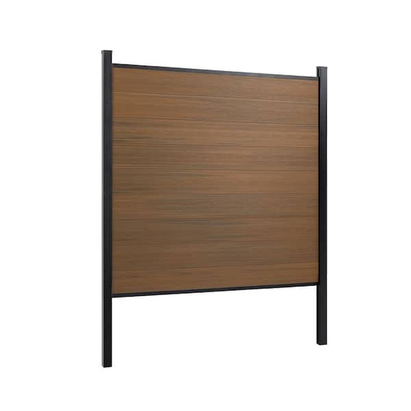 mondaria 7.6 ft. H x 6 ft. W Brown Composite Horizontal Fence Panel with Two Alu Posts