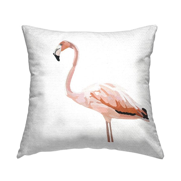 Stupell Industries Tropical Pink Flamingo Bird Casual Animal Pink Square Outdoor Throw Pillow