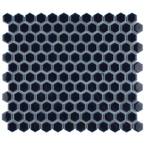 Take Home Tile Sample - Hudson 1 in. Hex Smoky Blue 6 in. x 6 in. Porcelain Mosaic