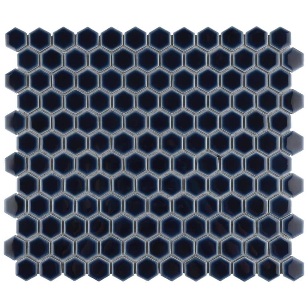 Hudson 1 in. Hex Smoky Blue 11-7/8 in. x 13-1/4 in. Porcelain Mosaic Tile (11.2 sq. ft./Case) price history on PriceWatchPro