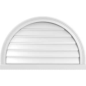 32 in. x 20 in. Round Top White PVC Paintable Gable Louver Vent Functional