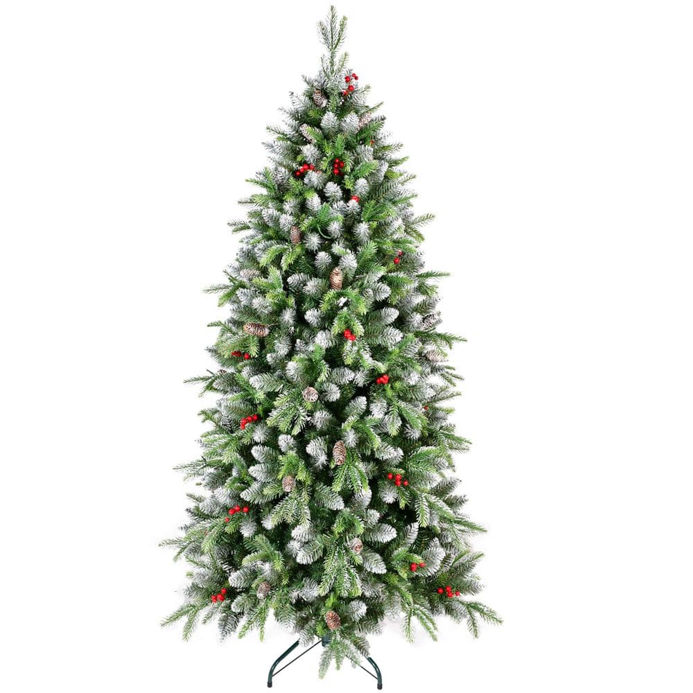 JUJABU 72 in. H Holiday Green Artificial Christmas Tree with 380