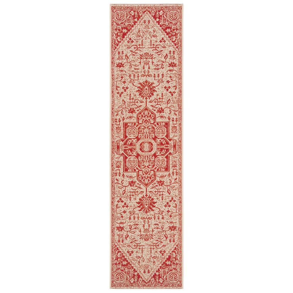 Linden Red/Creme 2 ft. x 6 ft. Ornate Medallion Indoor/Outdoor Runner Rug price history on PriceWatchPro
