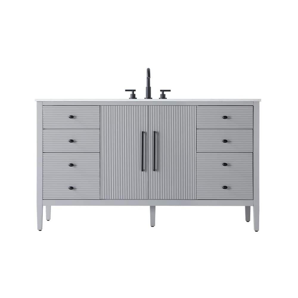 60 in. Single Sink Grey Bath Vanity with White Engineered Marble Top price history on PriceWatchPro