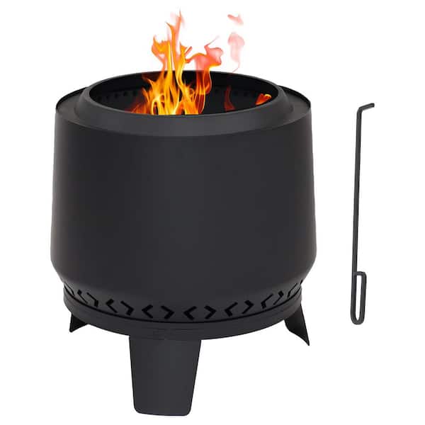 Sunnydaze 20 in. (50.8 cm) Black Smokeless Fire Pit with Cover