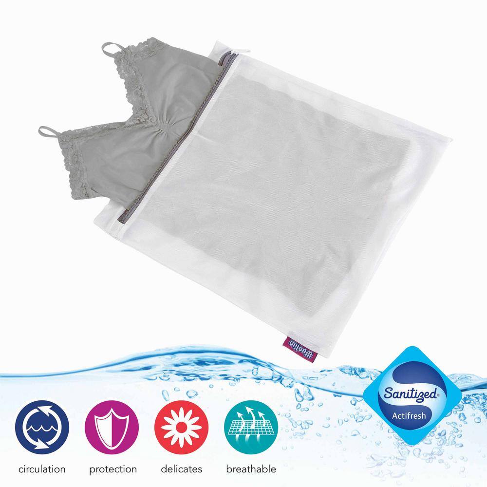 White Large Mesh Laundry Wash Bag with Zipper