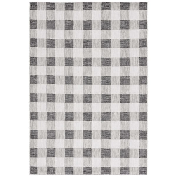 SAFAVIEH Courtyard Gray/Dark Gray 9 ft. x 12 ft. Checkered Indoor/Outdoor Area Rug