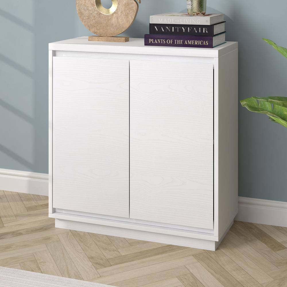 White Rectangular Accent Cabinet with Adjustable Shelving