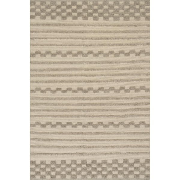 Carmeon Hamilton x Rugs Nubi Bohemian Striped Hand Woven 3 ft. x 5 ft.  Grey Indoor Area Rug