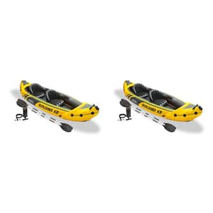 Explorer K2 Yellow 2-Person Inflatable Kayak with Oars and Air Pump (2-Pack)