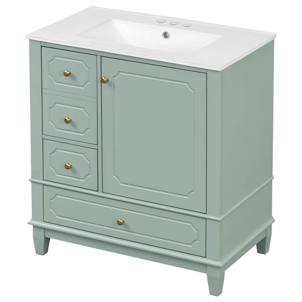 30.00 in. Freestanding Light Green Bath Vanity with White Ceramic Top price history on PriceWatchPro