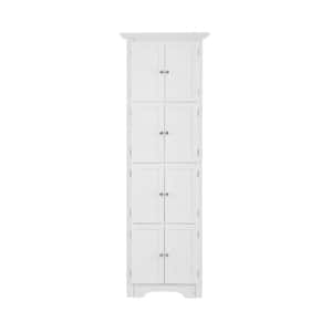 20.6 in. W x 12.25 in. D x 72 in. H White Linen Cabinet with Doors and 4 Shelves for Living Room, Kitchen, Bathroom