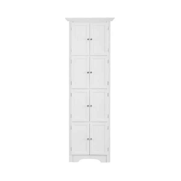 Unbranded 20.6 in. W x 12.25 in. D x 72 in. H White Linen Cabinet with Doors and 4 Shelves for Living Room, Kitchen, Bathroom