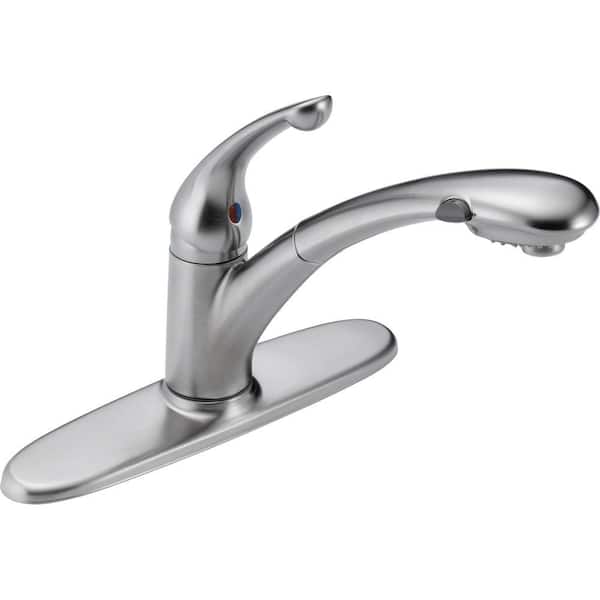 Delta Signature Single-Handle Pull-Out Sprayer Kitchen Faucet In Arctic Stainless