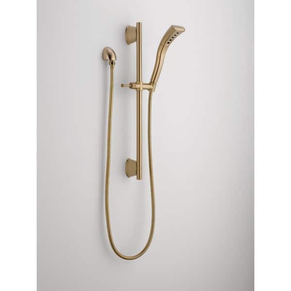 H2Okinetic Gold 1-Spray Patterns 1.75 GPM 2.3 in. Wall Mount Handheld Shower Head with Slide Bar in Champagne Bronze