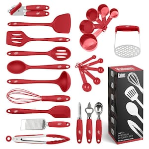 Kaluns 21-Piece Red Utensils Wood And Silicone Cooking Utensil Set HD ...