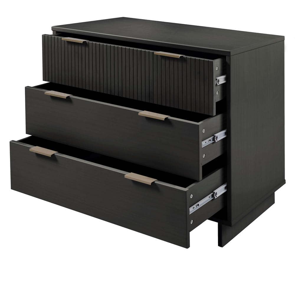 Granville Dark Grey Ribbed 2pc Dresser and Nightstand Set