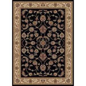 Como Black 3 ft. x 5 ft. Traditional Oriental Scroll Area Rug