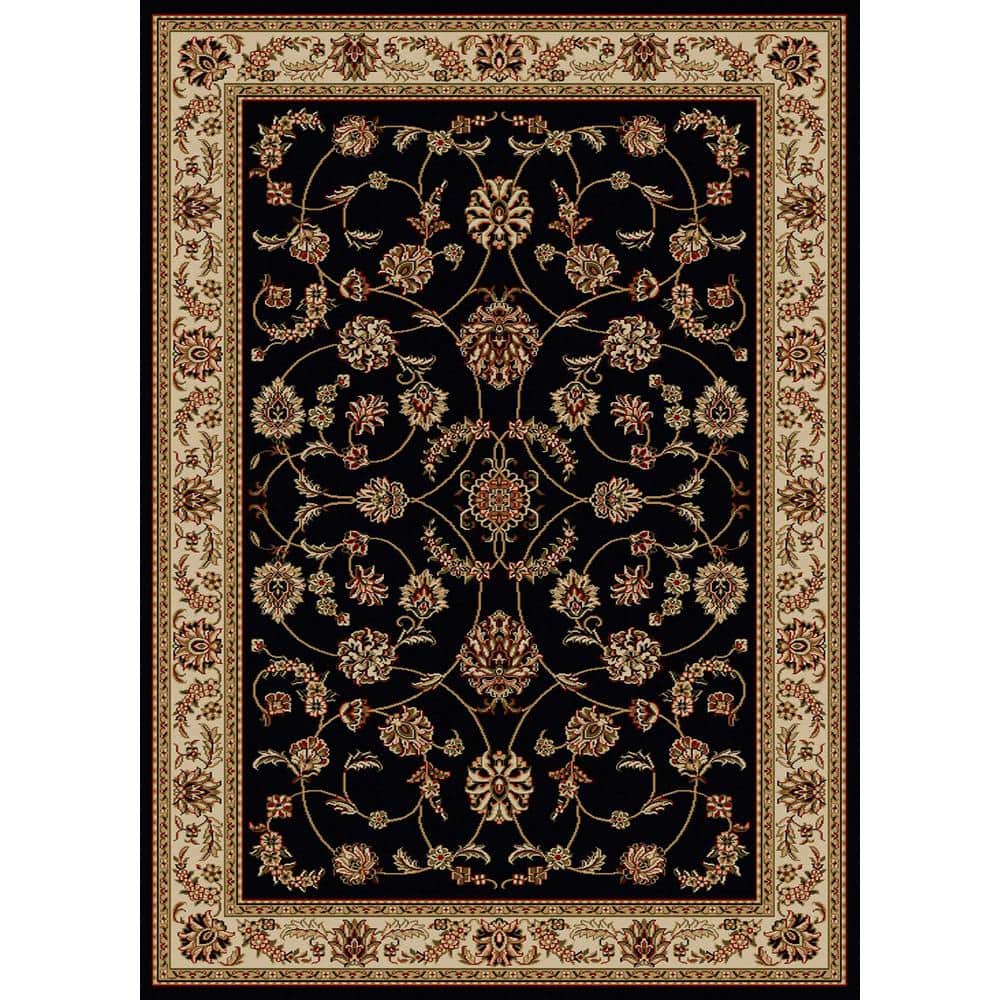 Como Black 9 ft. x 12 ft. Traditional Oriental Scroll Area Rug