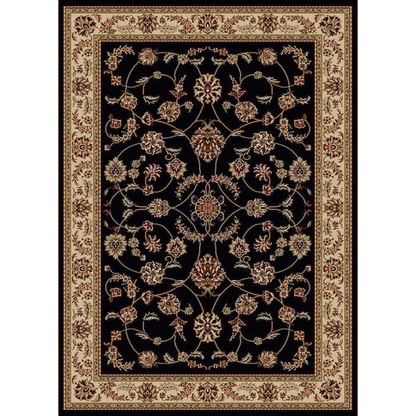 RADICI USA Como Black 3 ft. x 5 ft. Traditional Oriental Scroll Area Rug