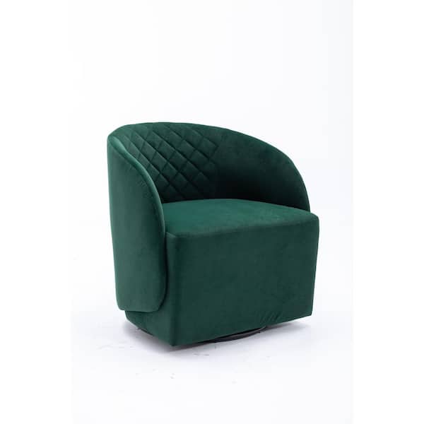 Unbranded 25.2 in. W x 25.2 in. D x 28 in. H Green Linen Cabinet with Velvet Fabric Swivel Accent Armchair for Bedroom