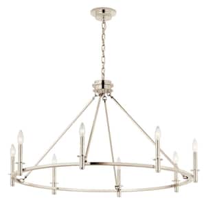 Carrick 40.75 in. 8-Light Polished Nickel Traditional Candle Circle Chandelier for Dining Room