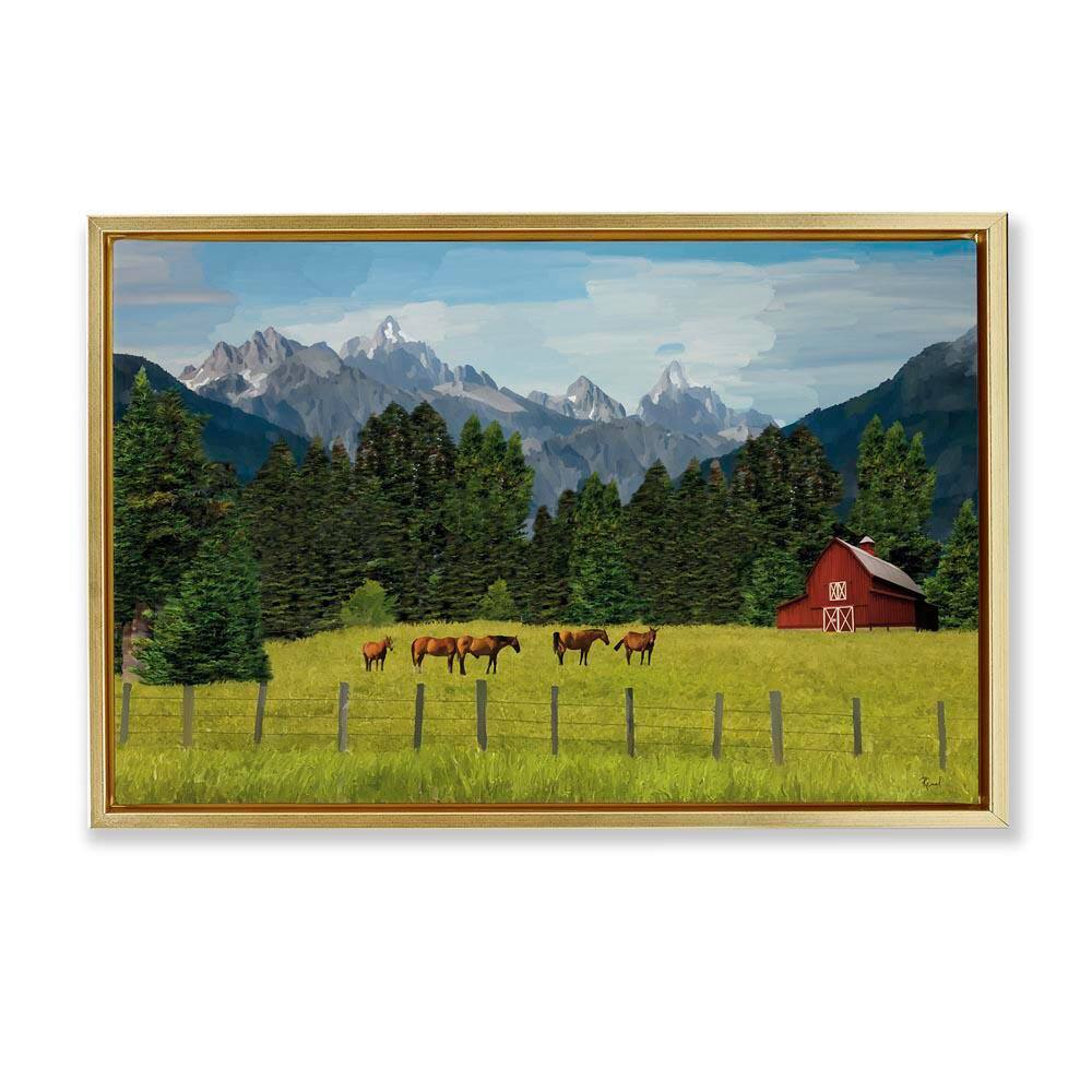Lush Green Pasture Grazing by Renel Peters Gold Floater Frame Nature Graphic Art Print 17 in. x 25 in. price history on PriceWatchPro