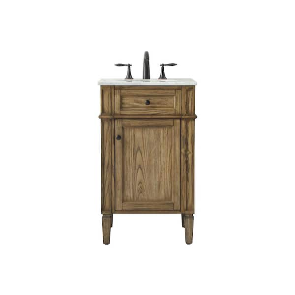 Unbranded Timeless Home 21 in. W x 21.5 in. D x 35 in. H Single Bathroom Vanity in Driftwood with White Marble