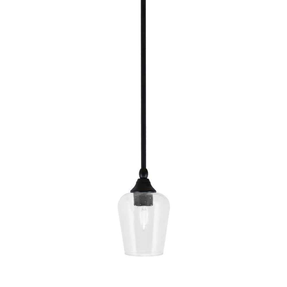 Sparta 100-Watt 1-Light Matte Black Shaded Pendant Light Mini Pendant with 