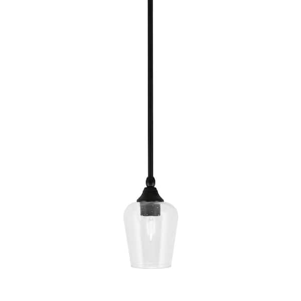 Unbranded Sparta 100-Watt 1-Light Matte Black Shaded Pendant Light Mini Pendant with Clear Bubble Glass, No Bulb included