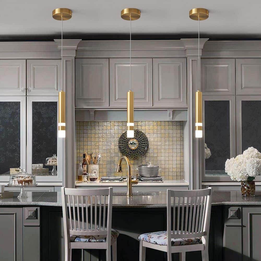 Home Lighting 1.57 in. 1-Light Gold 1-Pack Modern Dimmable Integrated LED Pendant Light For Kitchen Island（JP-082） price history on PriceWatchPro