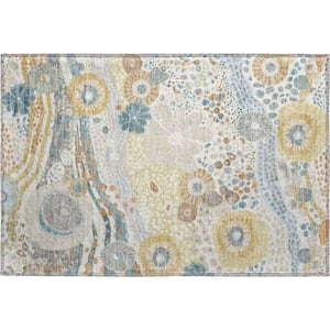 Mayfield Premium Machine Washable Abstract AMF2498 Ivory 2 ft. x 3 ft. Accent Rug