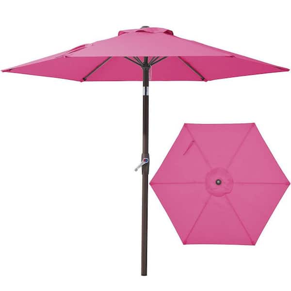7.5 pink patio umbrella 7.5 ft. Iron Market Tilt Patio Umbrella in Rose Pink with Push Button Tilt  Z0CP2BMS3V