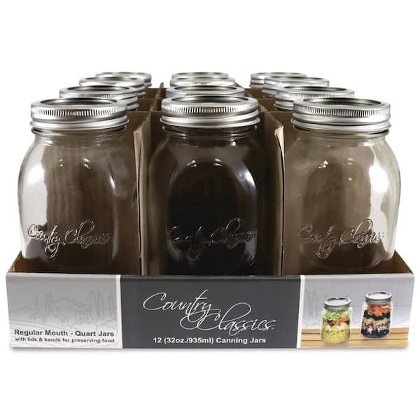 COUNTRY CLASSICS 32 oz. Regular Mouth Glass Canning Jar (2 packs of 12)