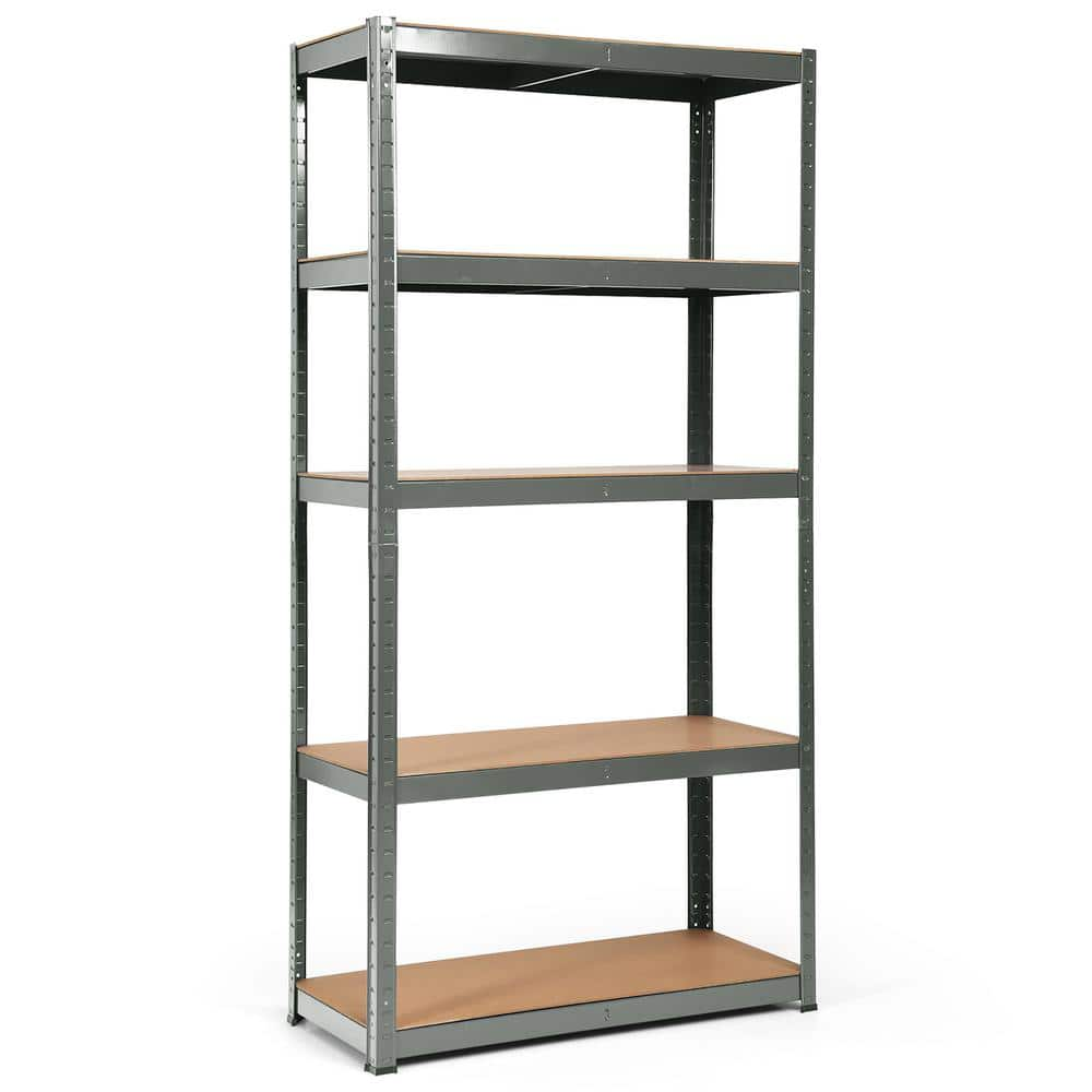 Costway Gray 5-Tier Heavy Duty Steel Garage Storage Shelving Unit Adjustable 36 in. x 72 in. x 16 in.