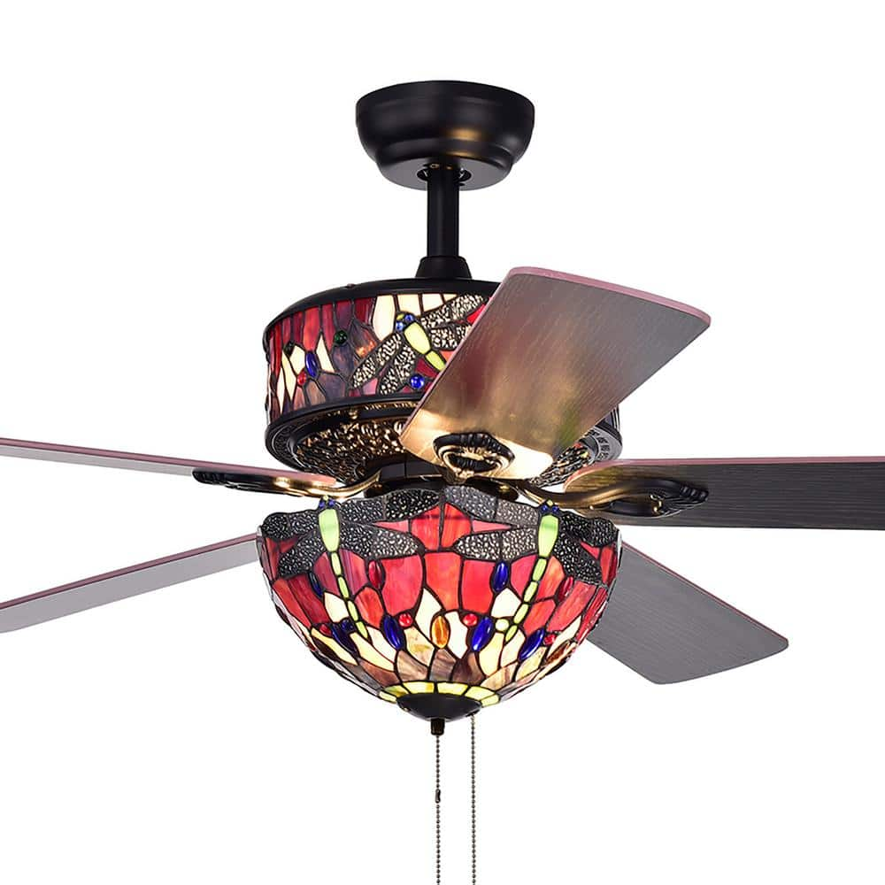 Warehouse of Tiffany Jalev 52 in. Indoor Matte Black Ceiling Fan with ...