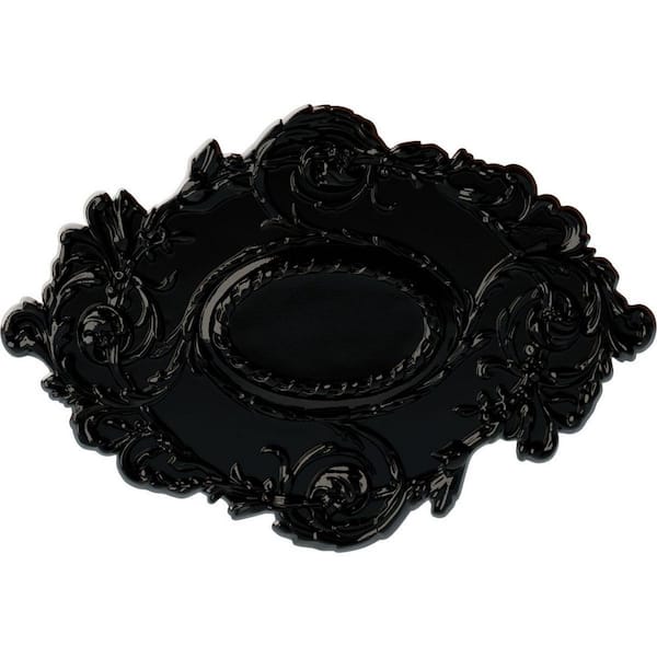 Ekena Millwork 30-3/8 in. W x 20-3/4 in. H x 1 in. Kinsley Flowing Leaf Urethane Ceiling Medallion, Black Pearl